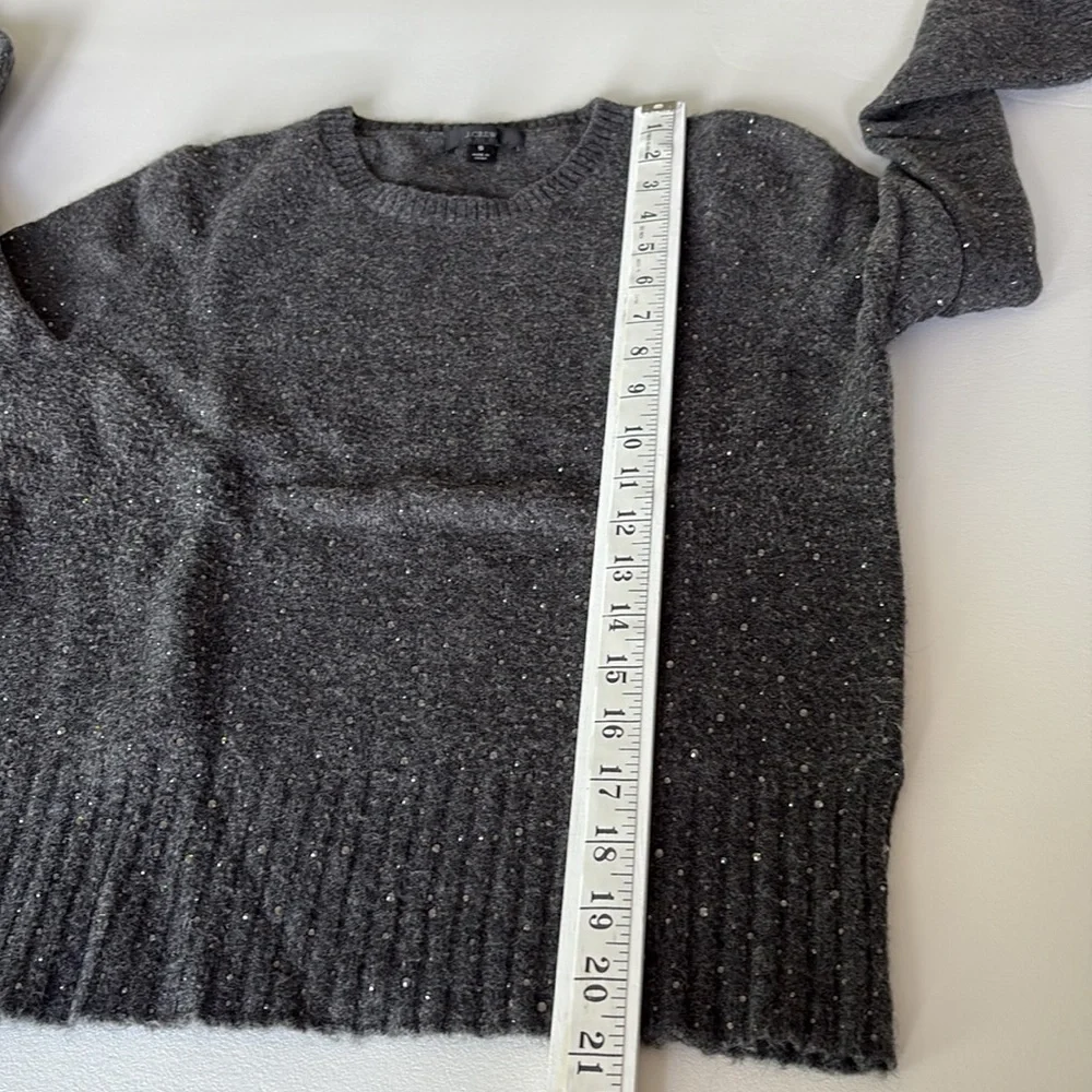 J. Crew Gemstone Sweater in Supersoft Yarn Grey Wool Alpaca Blend Holiday Size S